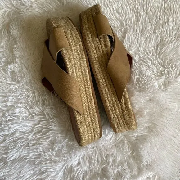 All Saints Harlem Leather Espadrilles Platform Sandals Size 40 US Size 9.5
