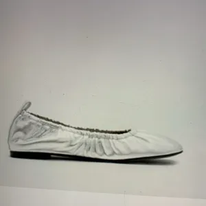 All Saints Metallic Silver Leather Ballet Flats With Ribbon 7