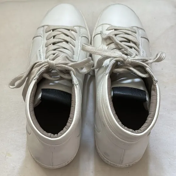 All Saints Miles Hi Top white leather lace up men’s sneakers Sz 40EU  US 7 new