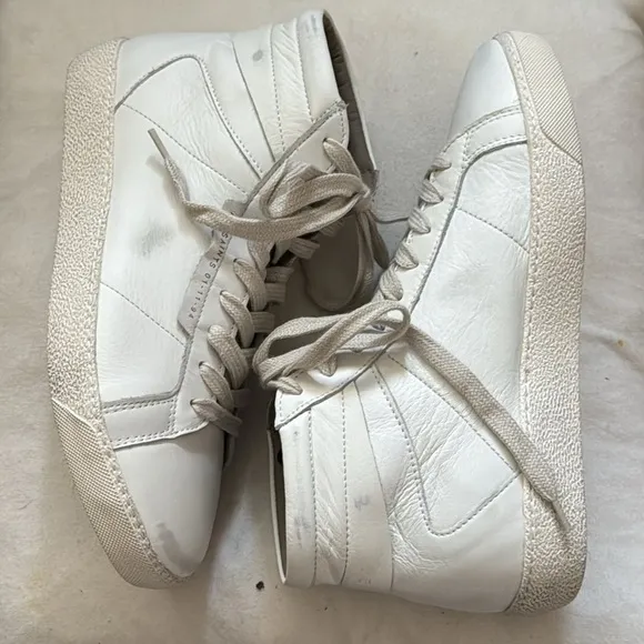 All Saints Miles Hi Top white leather lace up men’s sneakers Sz 40EU  US 7 new