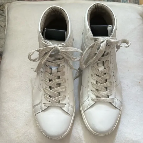 All Saints Miles Hi Top white leather lace up men’s sneakers Sz 40EU  US 7 new