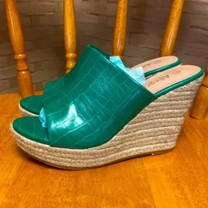 ALLEGRA K kerri green 4” platform Espadrilles slides
