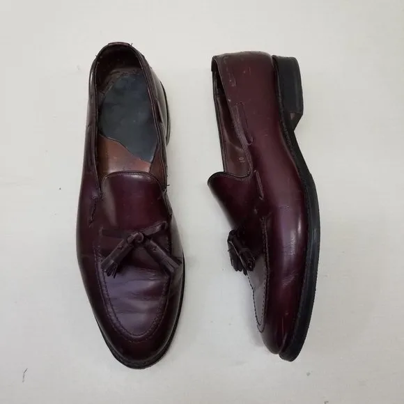 Allen Edmonds 10 GRAYSON Wing Tip Red Leather Tassel Dress Shoes Slip On Loafers
