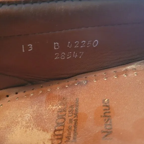 Allen Edmonds 13 NASHUA Wing Tip Brown Black Leather Tassel Dress Shoes Slip On