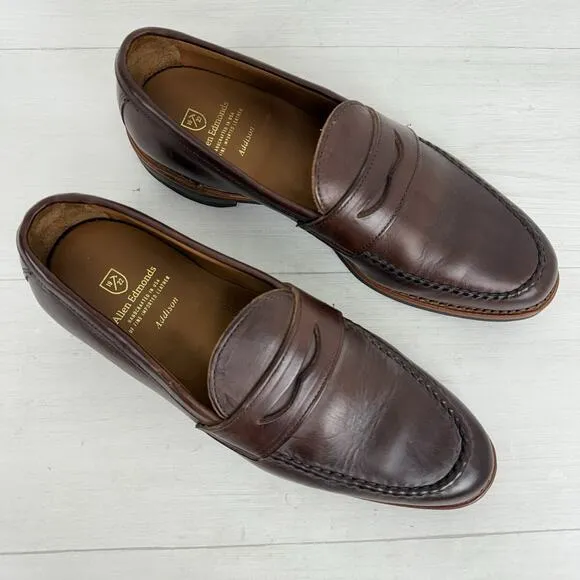 Allen Edmonds Addison Leather Penny Loafers Men 9.5 D Brown Preppy Classic NEW