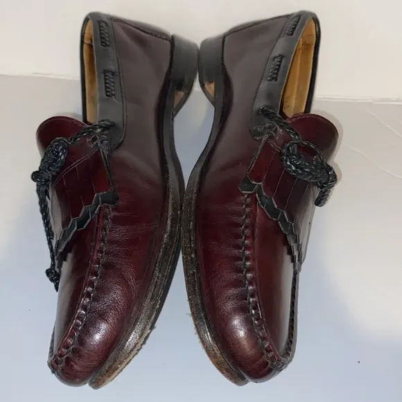 Allen Edmonds Cardamon and Black Woodstock Kiltie Leather Loafers