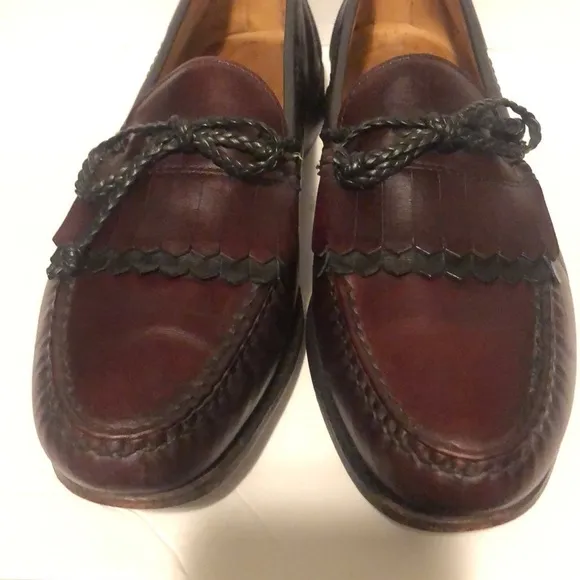 Allen Edmonds Cardamon and Black Woodstock Kiltie Leather Loafers