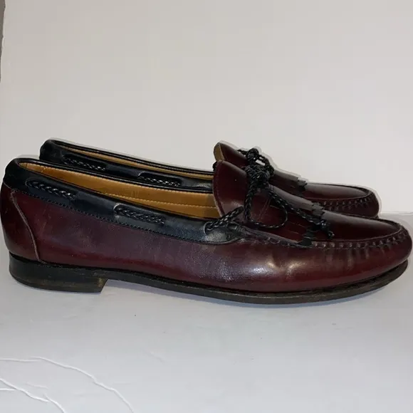 Allen Edmonds Cardamon and Black Woodstock Kiltie Leather Loafers