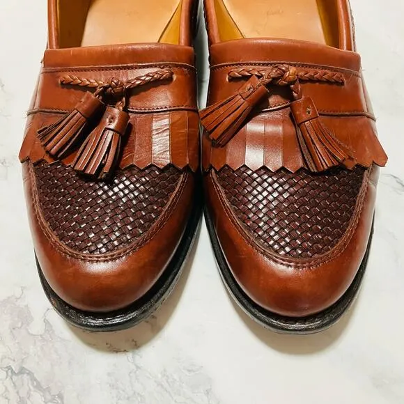 Allen Edmonds Cody Loafers Mens 11B Narrow Kiltie Tassel Weave Chili Leather