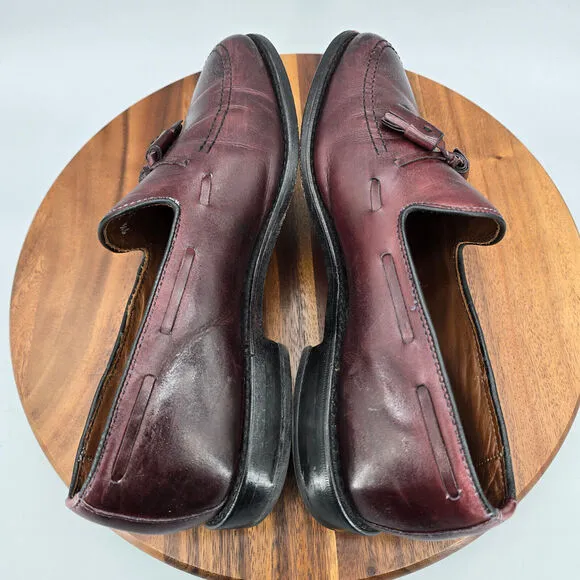 Allen Edmonds Grayson Loafers Men's 9.5 D Burgundy Leather Tassel Dress Shoes