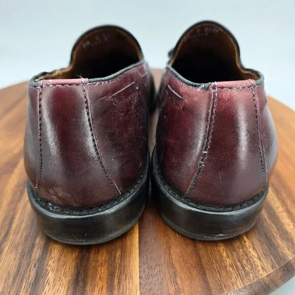 Allen Edmonds Grayson Loafers Men's 9.5 D Burgundy Leather Tassel Dress Shoes