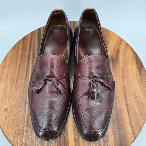 Allen Edmonds Grayson Loafers Men's 9.5 D Burgundy Leather Tassel Dress Shoes
