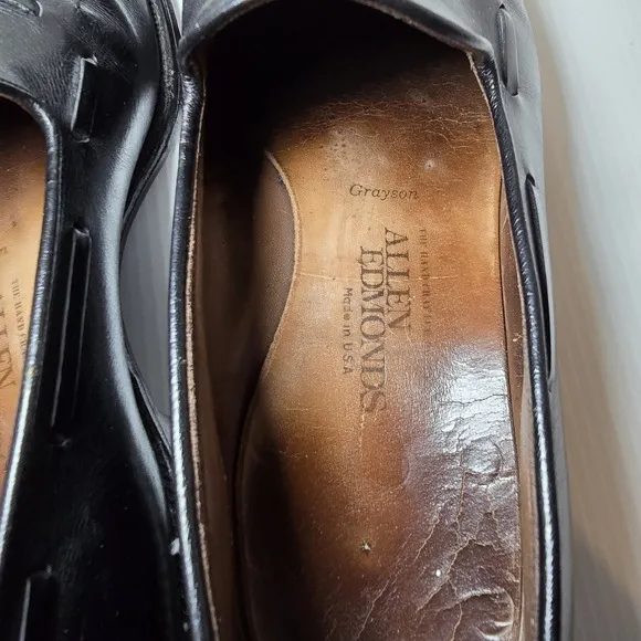 Allen Edmonds Grayson Men's Size 9.5 E Black Leather Tassel Loafers Dress Shoes