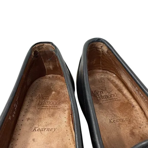 Allen Edmonds Kearney Black Leather Penny Loafers Dress Shoes Slip On Mens 9