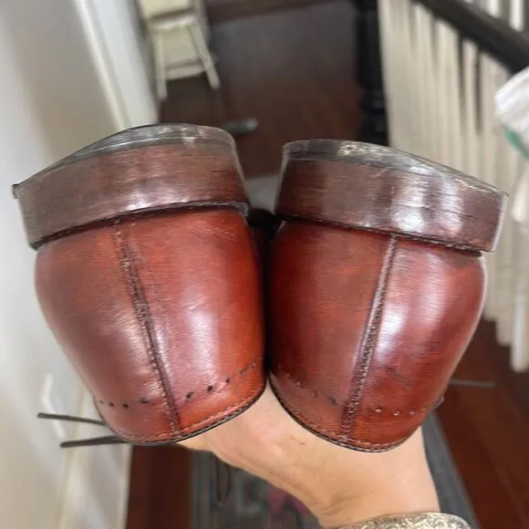Allen Edmonds leather lace up cap toe dress derby loafers sz 8.5D