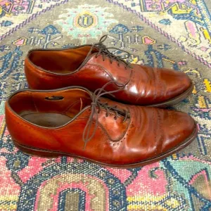 Allen Edmonds leather lace up cap toe dress derby loafers sz 8.5D
