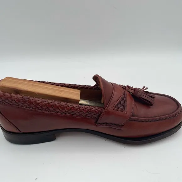 Allen Edmonds Maxfield 7.5D Chili Leather Tassel Weave Loafers USA Vintage