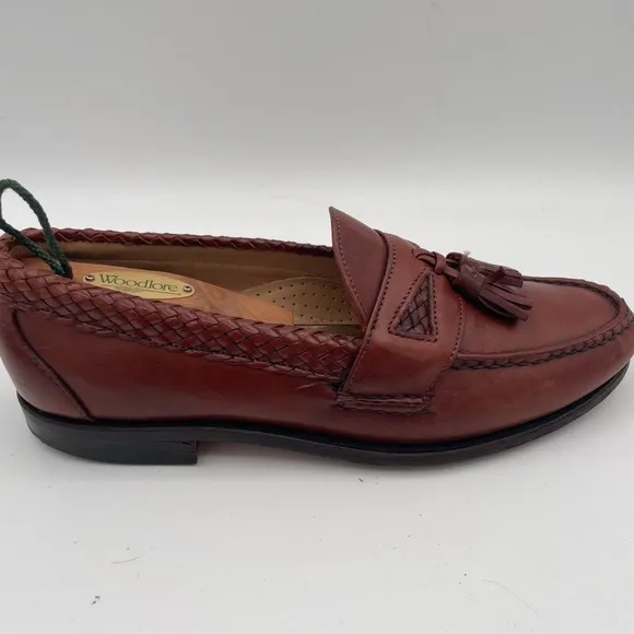 Allen Edmonds Maxfield 7.5D Chili Leather Tassel Weave Loafers USA Vintage