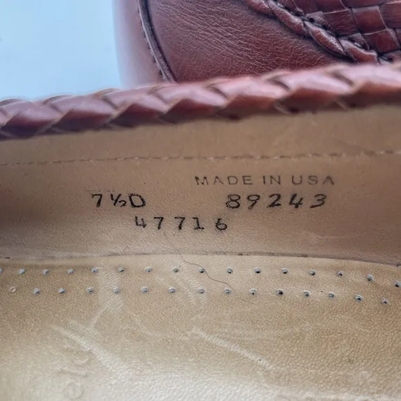Allen Edmonds Maxfield 7.5D Chili Leather Tassel Weave Loafers USA Vintage
