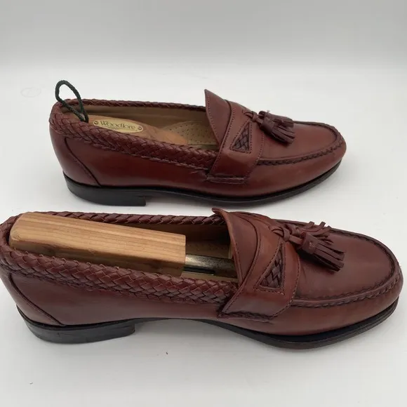 Allen Edmonds Maxfield 7.5D Chili Leather Tassel Weave Loafers USA Vintage