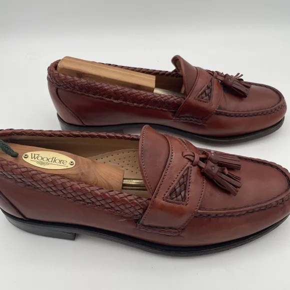 Allen Edmonds Maxfield 7.5D Chili Leather Tassel Weave Loafers USA Vintage