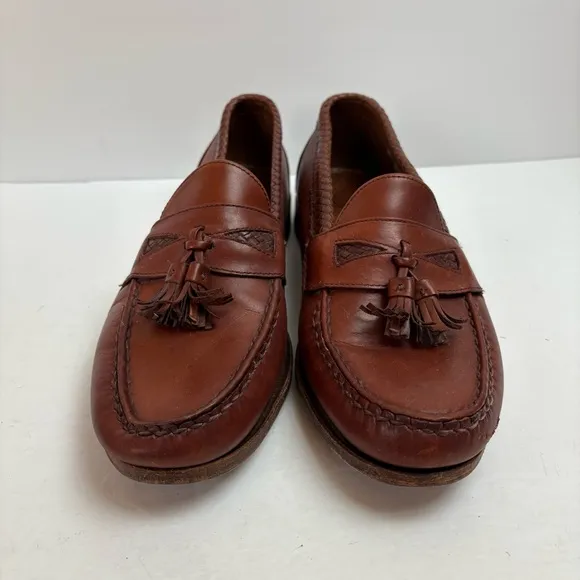 Allen Edmonds Maxfield Brown Leather Dress Loafer Tassel Slip-on Mens 12 D