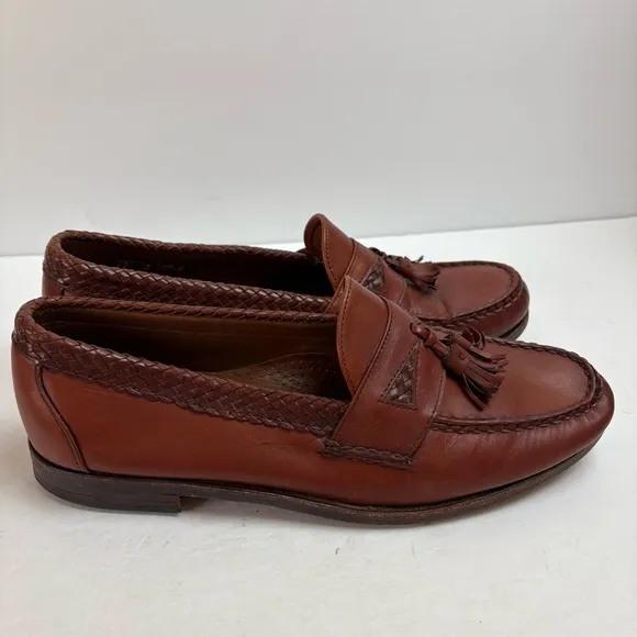 Allen Edmonds Maxfield Brown Leather Dress Loafer Tassel Slip-on Mens 12 D