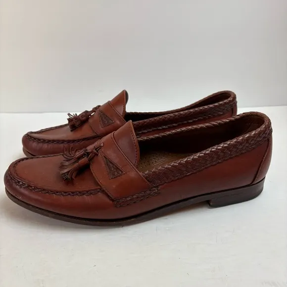 Allen Edmonds Maxfield Brown Leather Dress Loafer Tassel Slip-on Mens 12 D