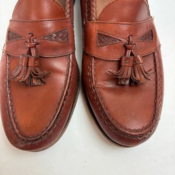 Allen Edmonds Maxfield Brown Leather Dress Loafer Tassel Slip-on Mens 12 D