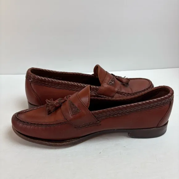 Allen Edmonds Maxfield Brown Leather Dress Loafer Tassel Slip-on Mens 12 D