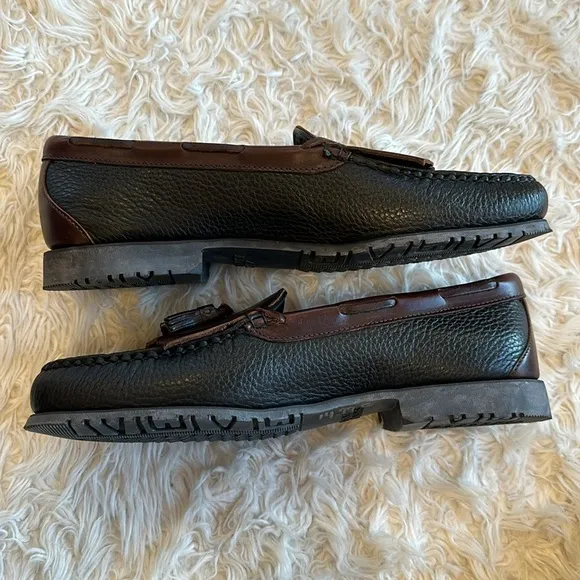 Allen Edmonds Nashua black &amp; brown tassel leather loafers. 13