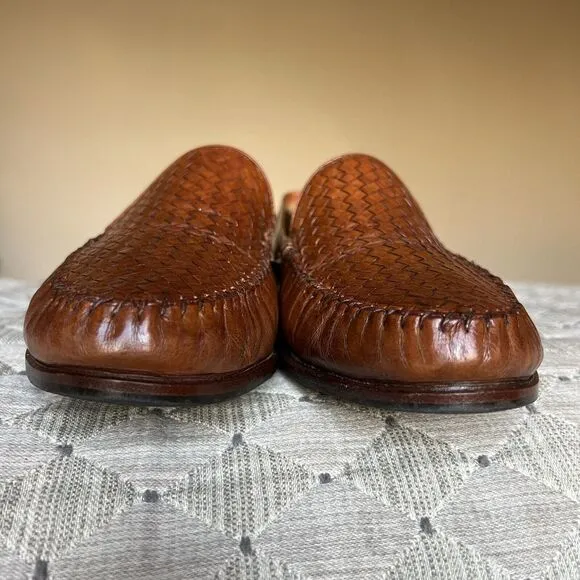 Allen Edmonds St. Vincent Sienna Brown  Leather Loafers Men’s 9 Woven Slip Ons