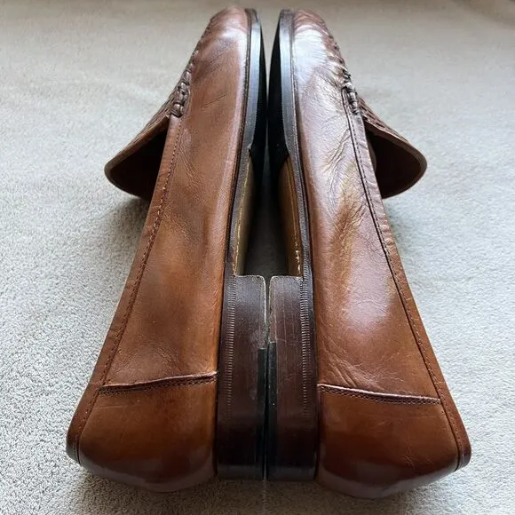 Allen Edmonds St. Vincent Sienna Brown  Leather Loafers Men’s 9 Woven Slip Ons