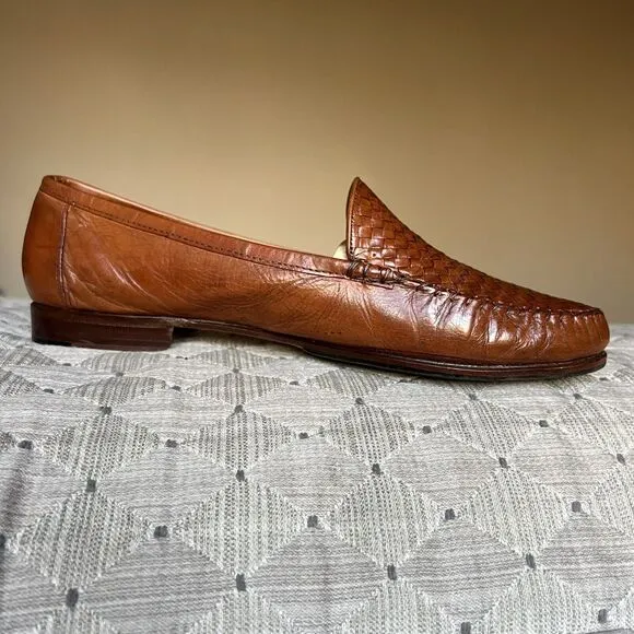 Allen Edmonds St. Vincent Sienna Brown  Leather Loafers Men’s 9 Woven Slip Ons