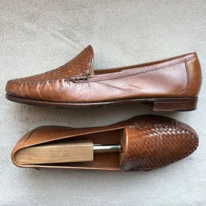 Allen Edmonds St. Vincent Sienna Brown  Leather Loafers Men’s 9 Woven Slip Ons