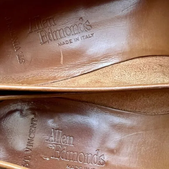 Allen Edmonds St. Vincent Sienna Brown  Leather Loafers Men’s 9 Woven Slip Ons