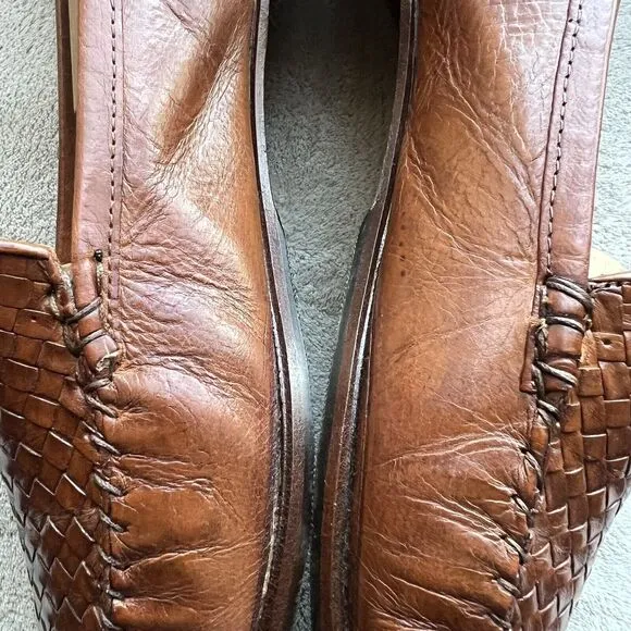 Allen Edmonds St. Vincent Sienna Brown  Leather Loafers Men’s 9 Woven Slip Ons