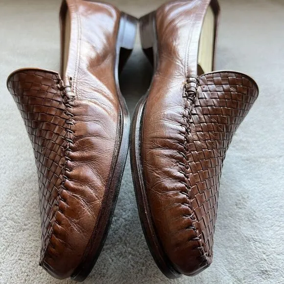 Allen Edmonds St. Vincent Sienna Brown  Leather Loafers Men’s 9 Woven Slip Ons