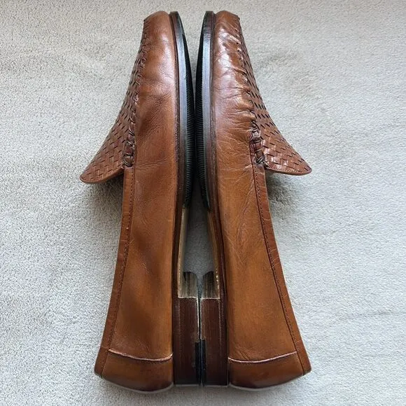Allen Edmonds St. Vincent Sienna Brown  Leather Loafers Men’s 9 Woven Slip Ons