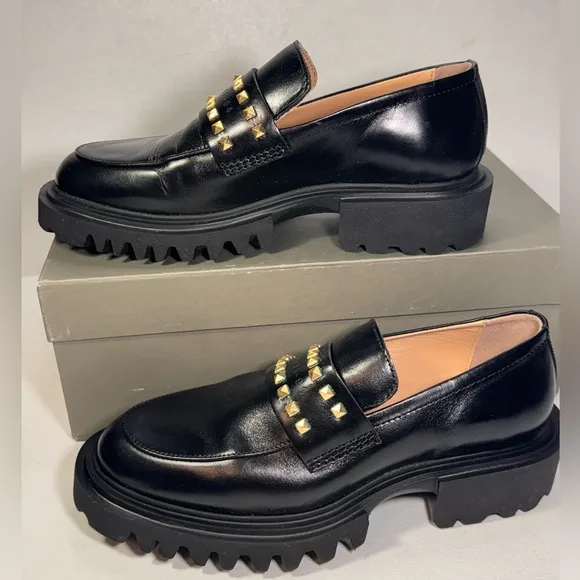 Allsaints Lola Studded Leather Loafers casual classic chic comfy style formal