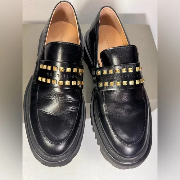 Allsaints Lola Studded Leather Loafers casual classic chic comfy style formal