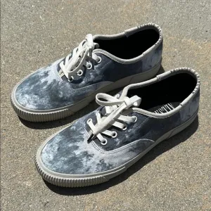 Allsaints Men's Lex Tie Dye Blue Gray Canvas Sneakers w/ Chunky Outsole Size 9