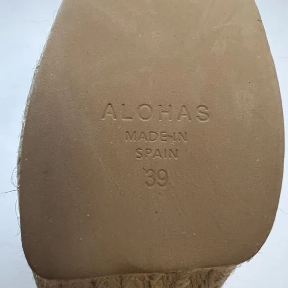 Alohas Cream Piko Leather Espadrilles Size 39 New