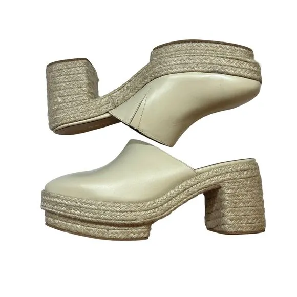 Alohas Cream Piko Leather Espadrilles Size 39 New
