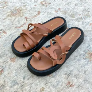 Alohas EUC Flat Brown Leather Sandals Sz 42, 11 US