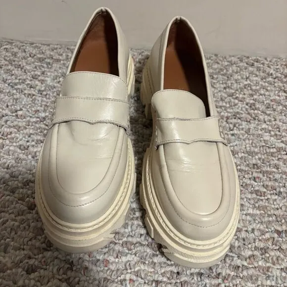 ALOHAS Trailblazer Cream Leather Chunky Platform Loafers- Size 40 (9)