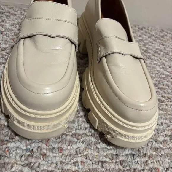 ALOHAS Trailblazer Cream Leather Chunky Platform Loafers- Size 40 (9)