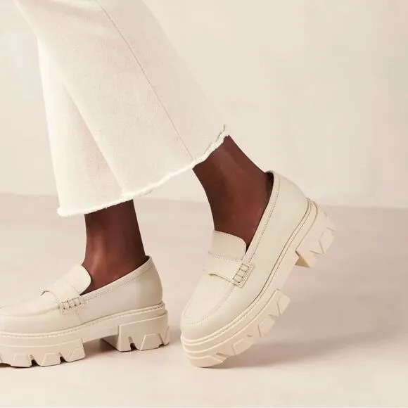 ALOHAS Trailblazer Cream Leather Chunky Platform Loafers- Size 40 (9)