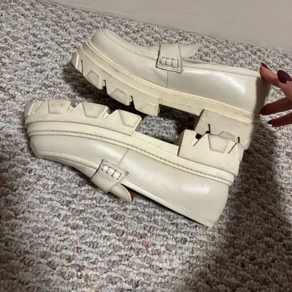 ALOHAS Trailblazer Cream Leather Chunky Platform Loafers- Size 40 (9)
