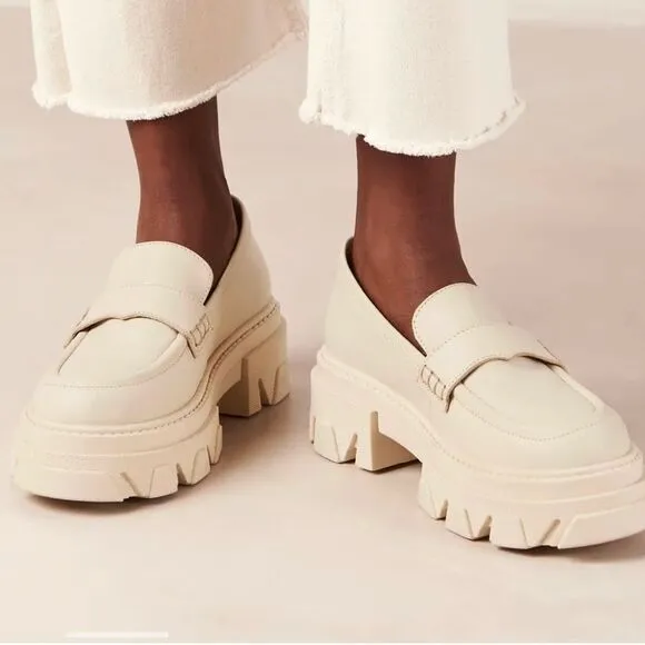 ALOHAS Trailblazer Cream Leather Chunky Platform Loafers- Size 40 (9)